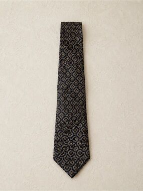 Bert Pulitzer Navy Gold Geometric Silk Tie Made in USA